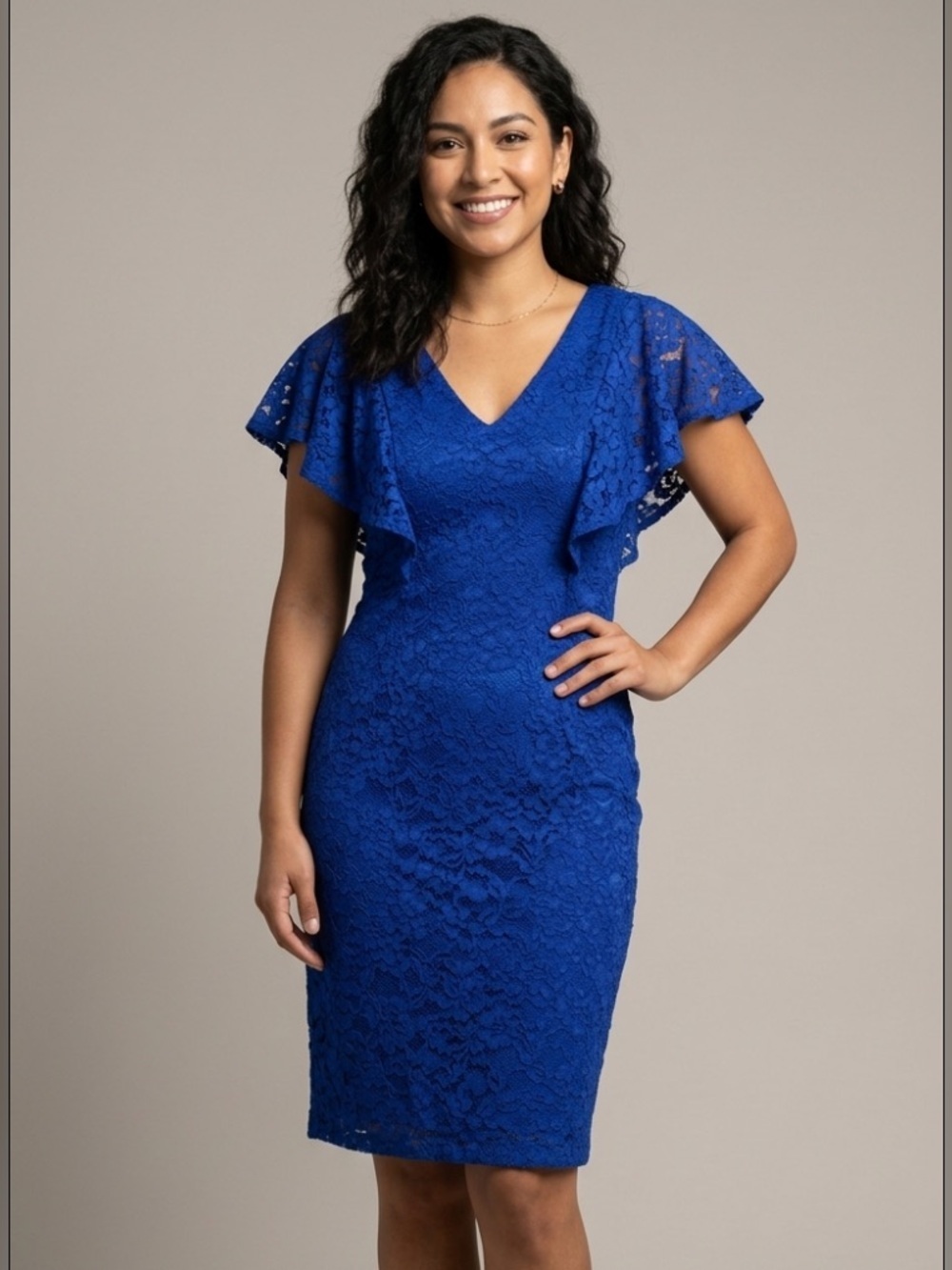 Ralph Lauren Blue Lace Dress with butterfly sleeves size 6 NWT